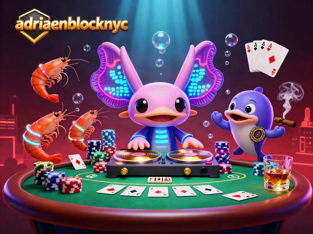 Engage with adriaenblocknyc's thrilling poker action featuring vibrant characters and dynamic casino elements.